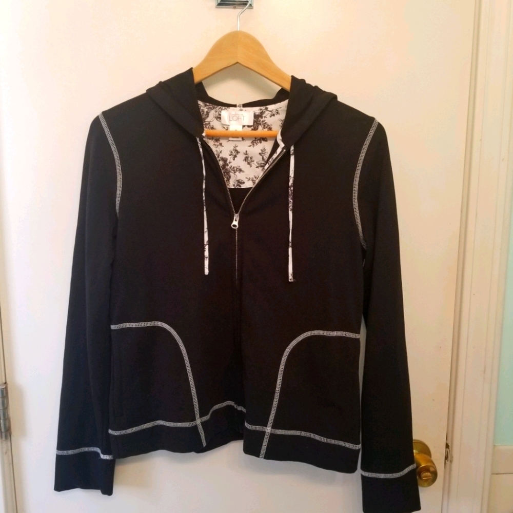 Ann Taylor Loft Lightweight Black Hoodie
